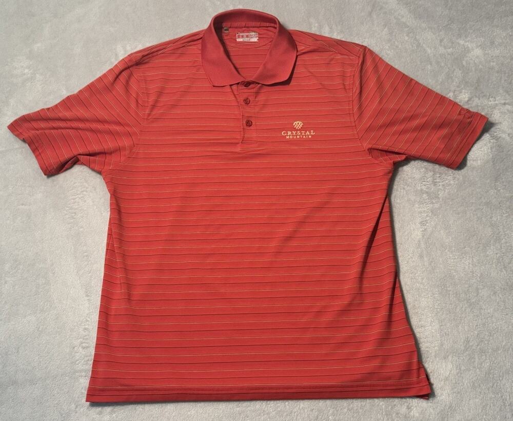 Under Armour Shirt Red Stripe Polo Loose Fit Heat Gear Crystal Mountain Golf